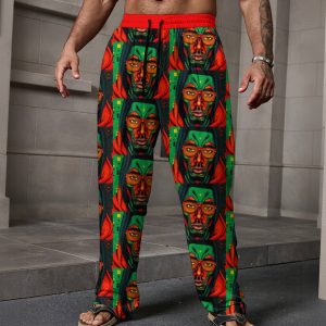 All-Over Print Men's Loose Casual Pants With Pocket