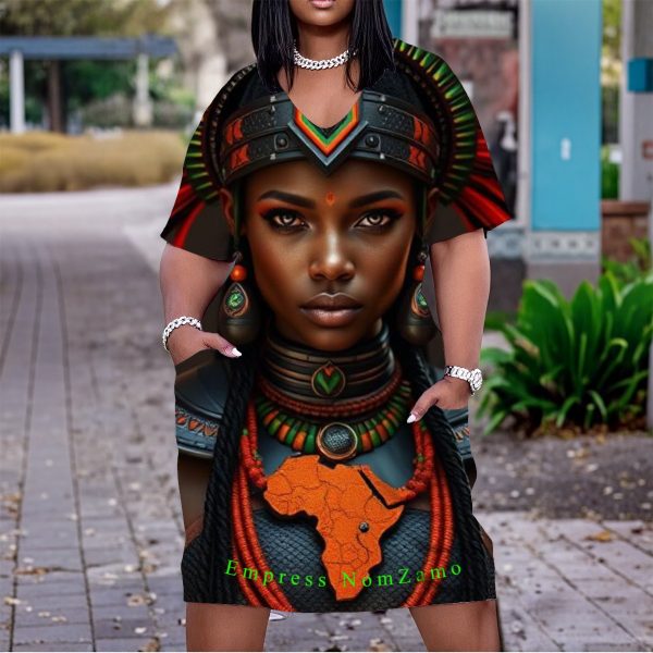 All-Over Print Women'S V Neck Short Sleeve Dress|Plus Size